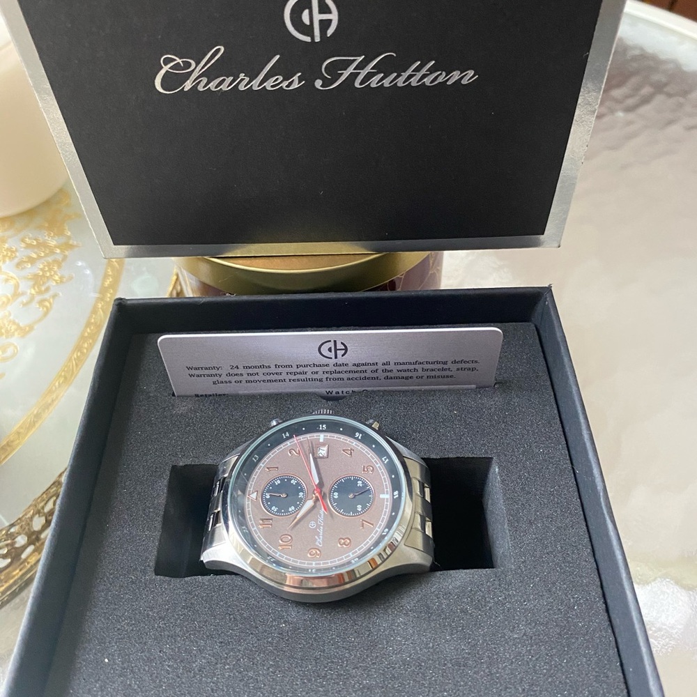 Silver and Brown Chronograph Jewelry